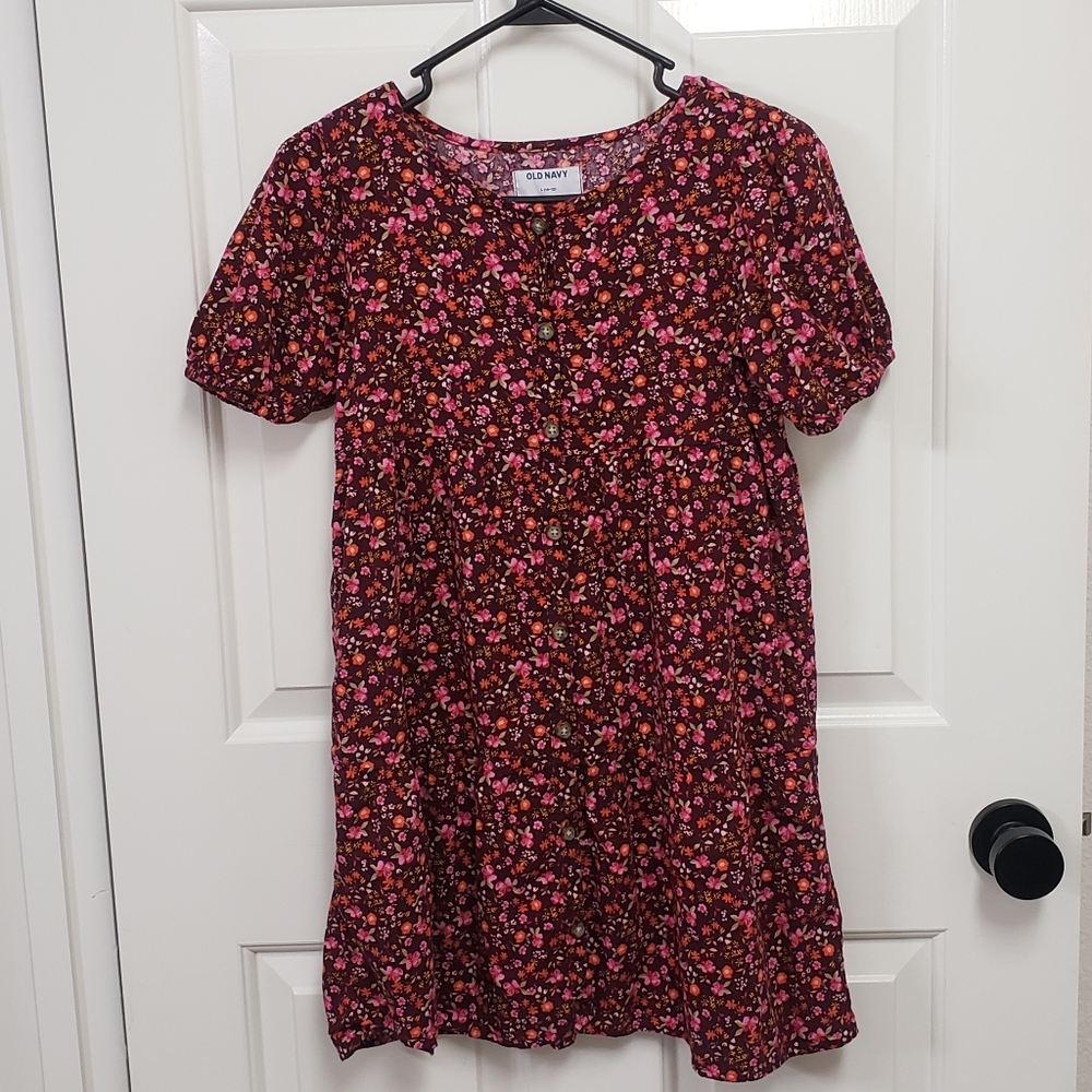 Old Navy Red and White Puff Sleeve Sundress